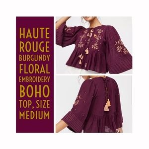 HOST PICK! Haute Rouge Floral Embroidery Boho Top
